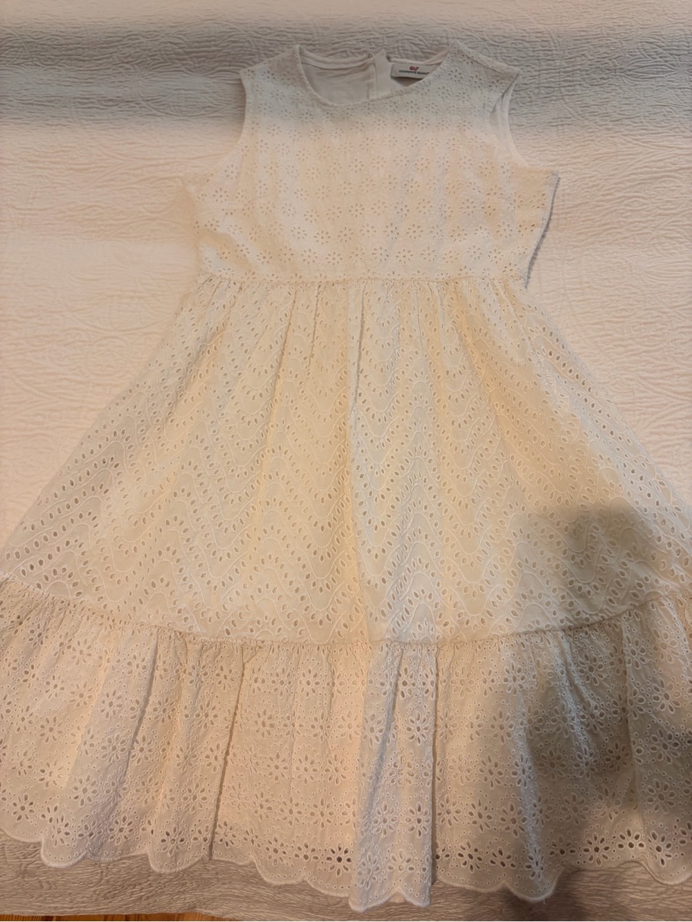 Vineyard Vines White Eyelet Ruffle-Hem Mini Dress